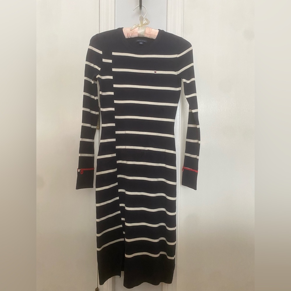Tommy Hilfiger Navy Knit Striped Dress size xs